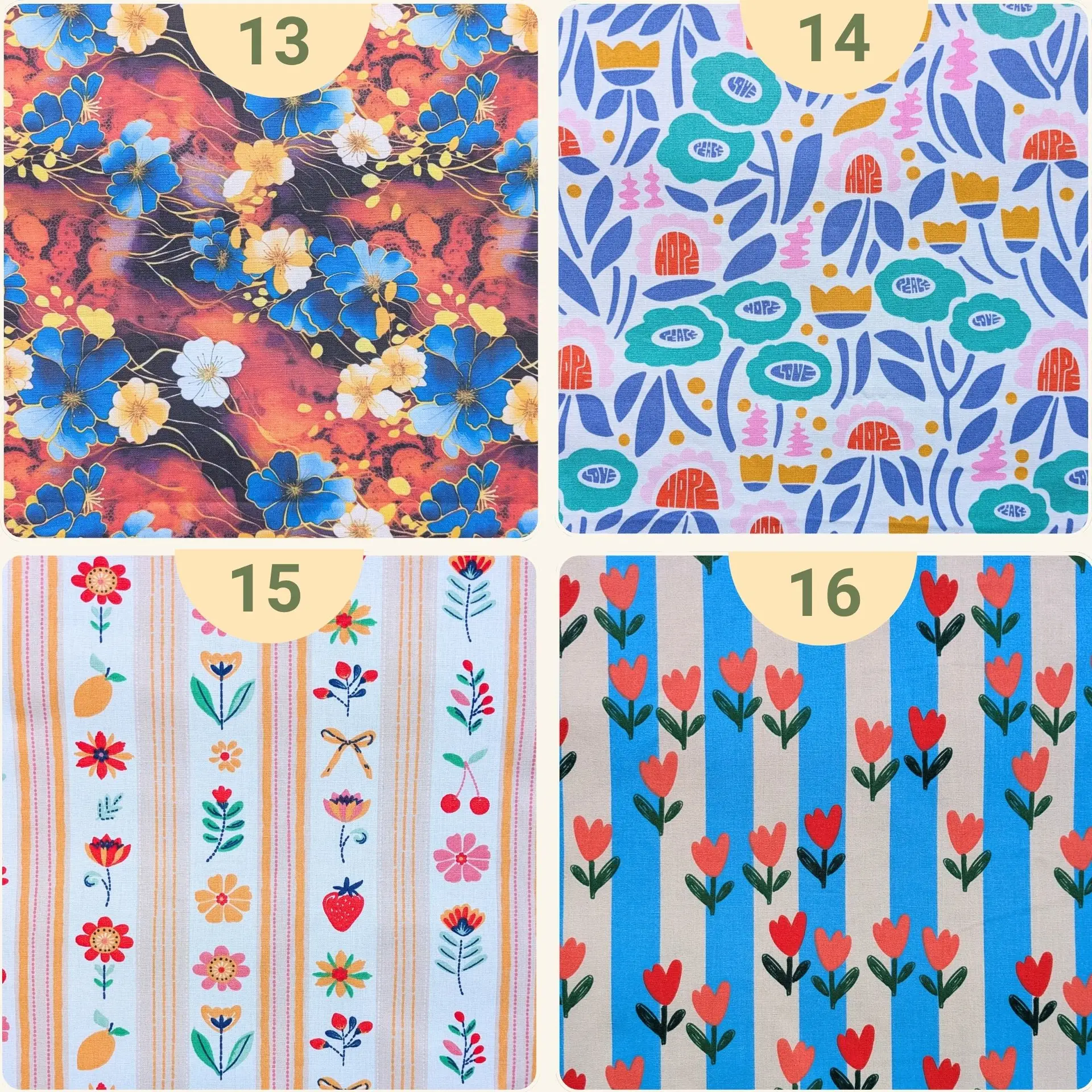 Tissuthèque La Rêverie de Flo - tissus 13 à 16